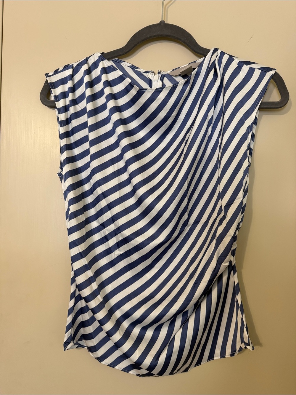 H&M Navy and White Striped Sleeveless Draped Mini Top